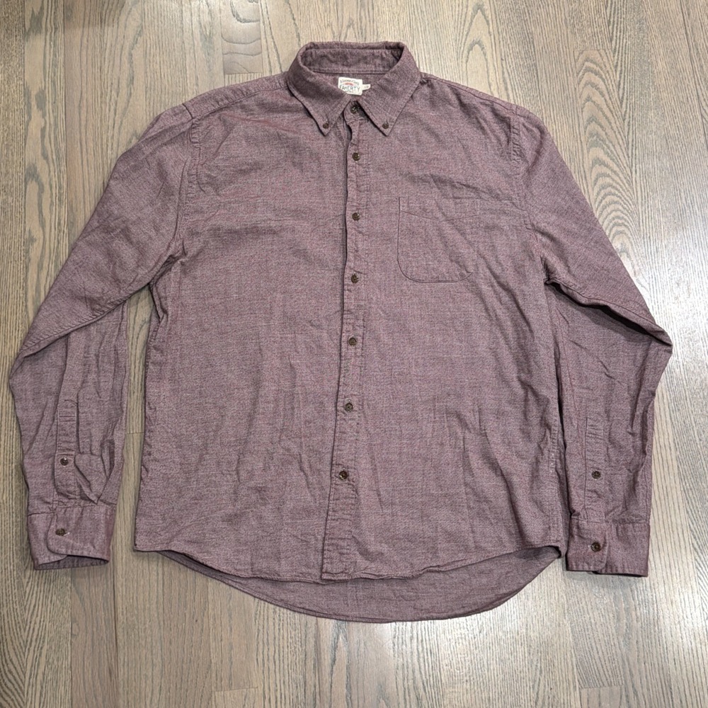 Faherty Knit Button Down Soft Knit Shirt Mens L Burgundy Heathered 100% Cotton